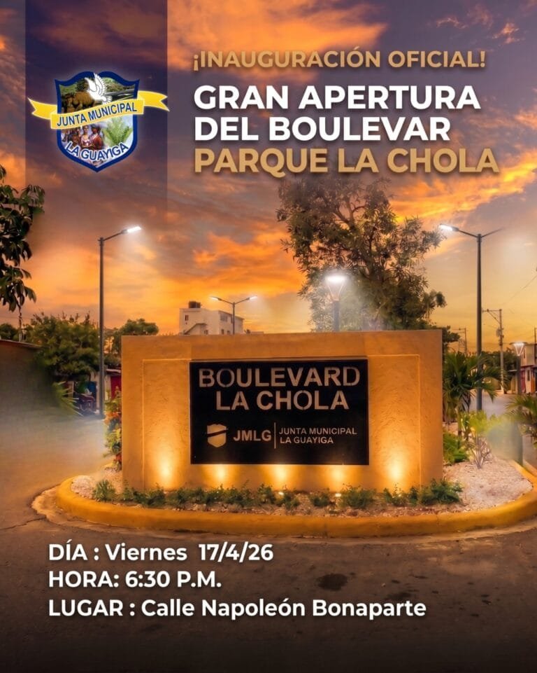 JUNTA MUNICIPAL LA GUÁYIGA INVITA A LA GRAN APERTURA DEL BOULEVARD PARQUE LA CHOLA